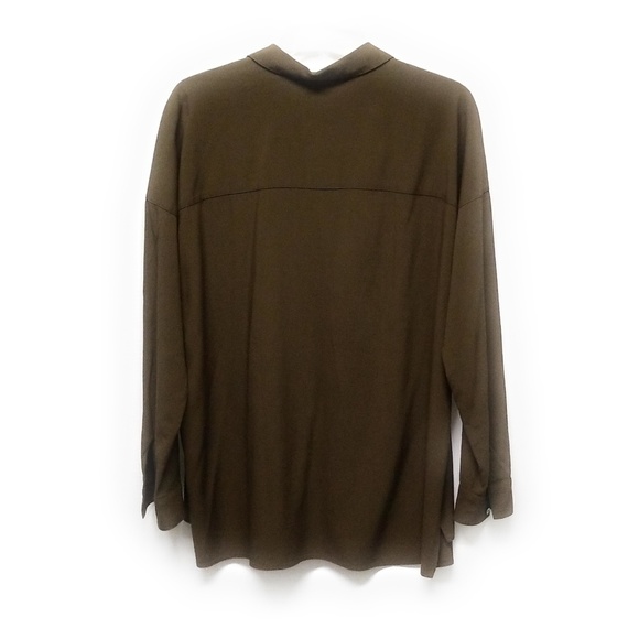 J JILL Olive Green Button Front High Low Shirt XS - Picture 5 of 7